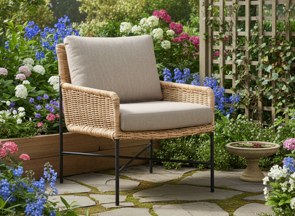 ESTORIL LOUNGESTUHL SCHWARZ RATTAN