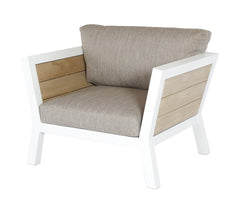 VALONGO LOUNGESTUHL WEISS / LIGHT TEAK LOOK