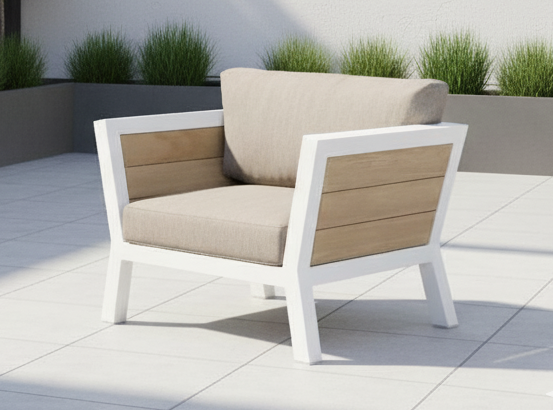 VALONGO LOUNGESTUHL WEISS / LIGHT TEAK LOOK