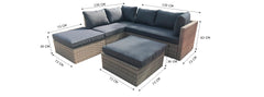 ALMADIA MODULO LOUNGE CORNER SET 4PCS STAAL DONKERGRIJS WICKER HALFROUND 7MM NATURAL KOBO GREY DONKERGRIJS KUSSENS