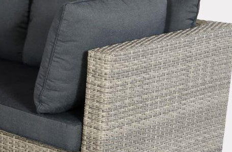 ALMADIA MODULO LOUNGE CORNER SET 4PCS STAAL DONKERGRIJS WICKER HALFROUND 7MM NATURAL KOBO GREY DONKERGRIJS KUSSENS