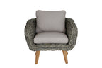 SERRANO LOUNGESET 4-TEILIG ALU GRAU / WICKER RUND 10MM GREEN FADED GREY / AKAZIE TEAK-OPTIK HELL