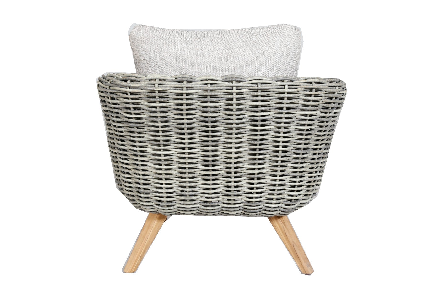 SERRANO LOUNGESET 4-TEILIG ALU GRAU / WICKER RUND 10MM GREEN FADED GREY / AKAZIE TEAK-OPTIK HELL