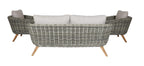 SERRANO LOUNGESET 4-TEILIG ALU GRAU / WICKER RUND 10MM GREEN FADED GREY / AKAZIE TEAK-OPTIK HELL