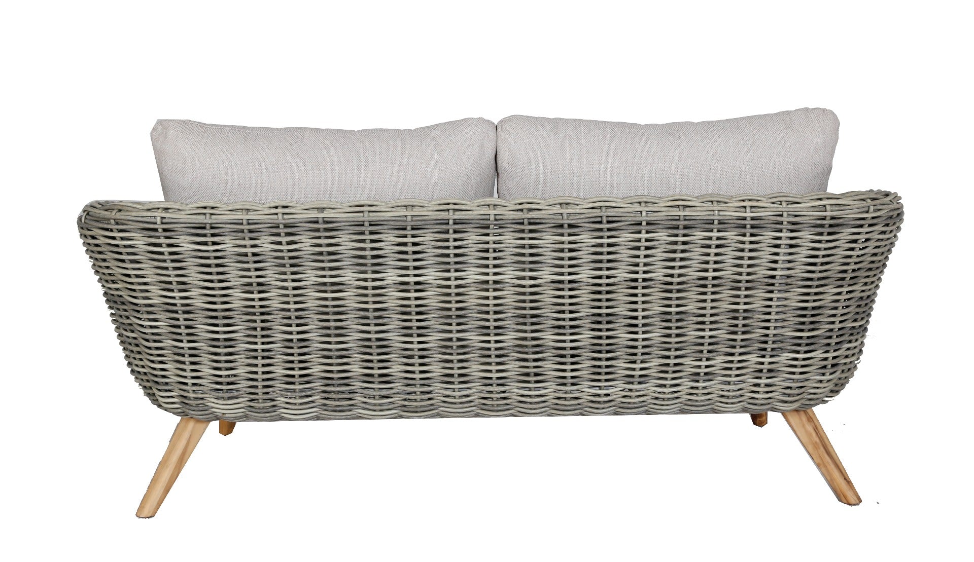 SERRANO LOUNGESET 4-TEILIG ALU GRAU / WICKER RUND 10MM GREEN FADED GREY / AKAZIE TEAK-OPTIK HELL