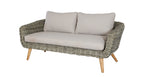 SERRANO LOUNGESET 4-TEILIG ALU GRAU / WICKER RUND 10MM GREEN FADED GREY / AKAZIE TEAK-OPTIK HELL