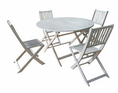 RAVELLO DINING SET 5PCS RONDE TAFEL DIA.120X75CM + 4 STOELEN