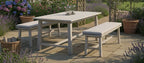 RAVELLO DINING SET 3PCS 2X BANK + TAFEL 177X102X75CM ACACIA FOSSIL GREY ROYAL STONE GREY KUSSENS