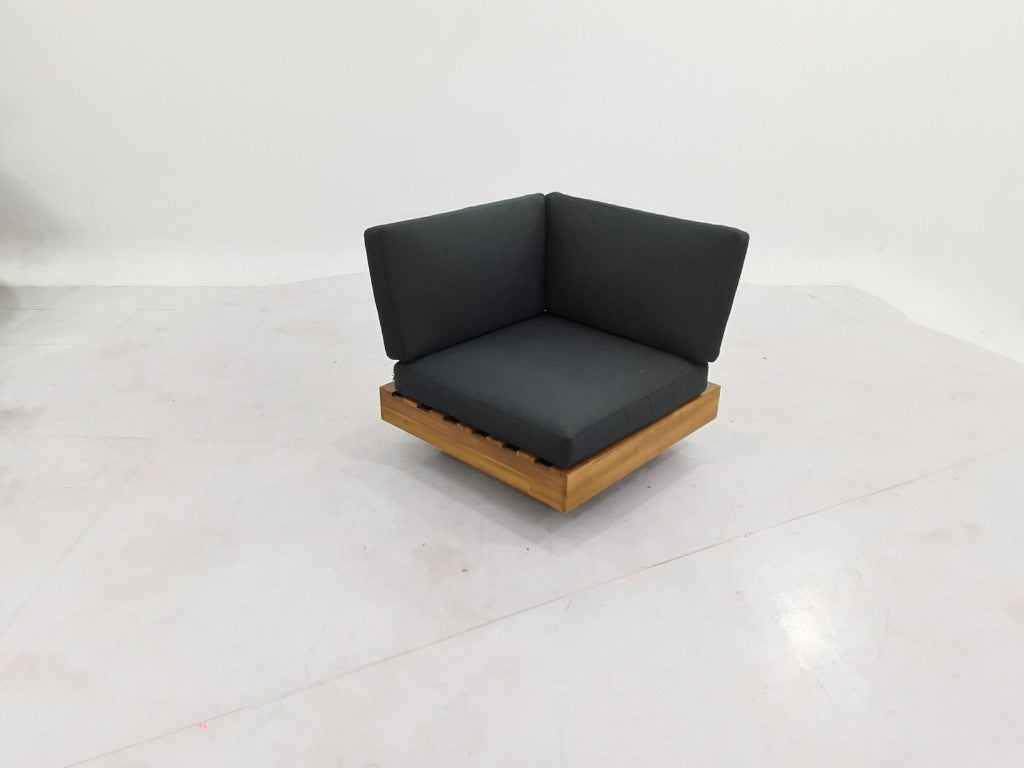 LOS ANGELES LOUNGE ECKSTÜCK 984 STAHL SCHWARZ / AKAZIE LIGHT TEAK LOOK