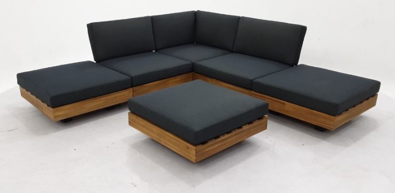 LOS ANGELES LOUNGE TABLE 984 ACACIA LIGHT TEAK LOOK STAAL ZWART 75X75X21.5CM