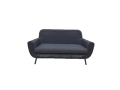 JONAH 2-ZITS SOFA STAAL DONKERGRIJS WICKER ROUND 3MM DONKERGRIJS ANTRACIET ROYAL GREY BRANDVERTRAGENDE KUSSENS
