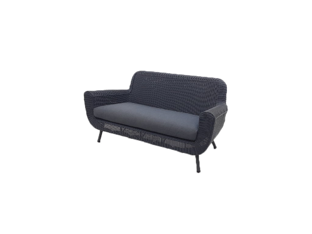 JONAH 2-ZITS SOFA STAAL DONKERGRIJS WICKER ROUND 3MM DONKERGRIJS ANTRACIET ROYAL GREY BRANDVERTRAGENDE KUSSENS