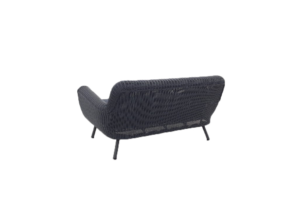 JONAH 2-ZITS SOFA STAAL DONKERGRIJS WICKER ROUND 3MM DONKERGRIJS ANTRACIET ROYAL GREY BRANDVERTRAGENDE KUSSENS