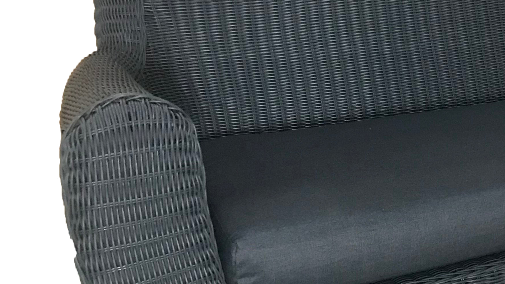 JONAH 2-ZITS SOFA STAAL DONKERGRIJS WICKER ROUND 3MM DONKERGRIJS ANTRACIET ROYAL GREY BRANDVERTRAGENDE KUSSENS