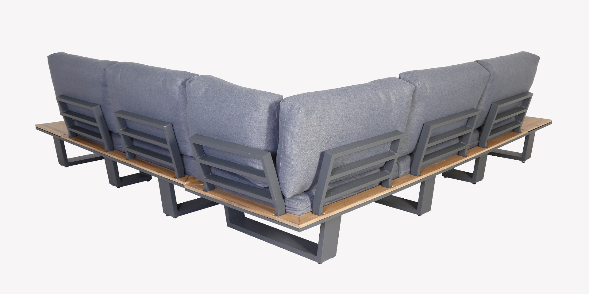 LOTA LOUNGE CORNER SET 3PCS ANTRACIET ALUMINIUM ACACIA TEAK LOOK ANTRACIET OLEFIN KUSSENS