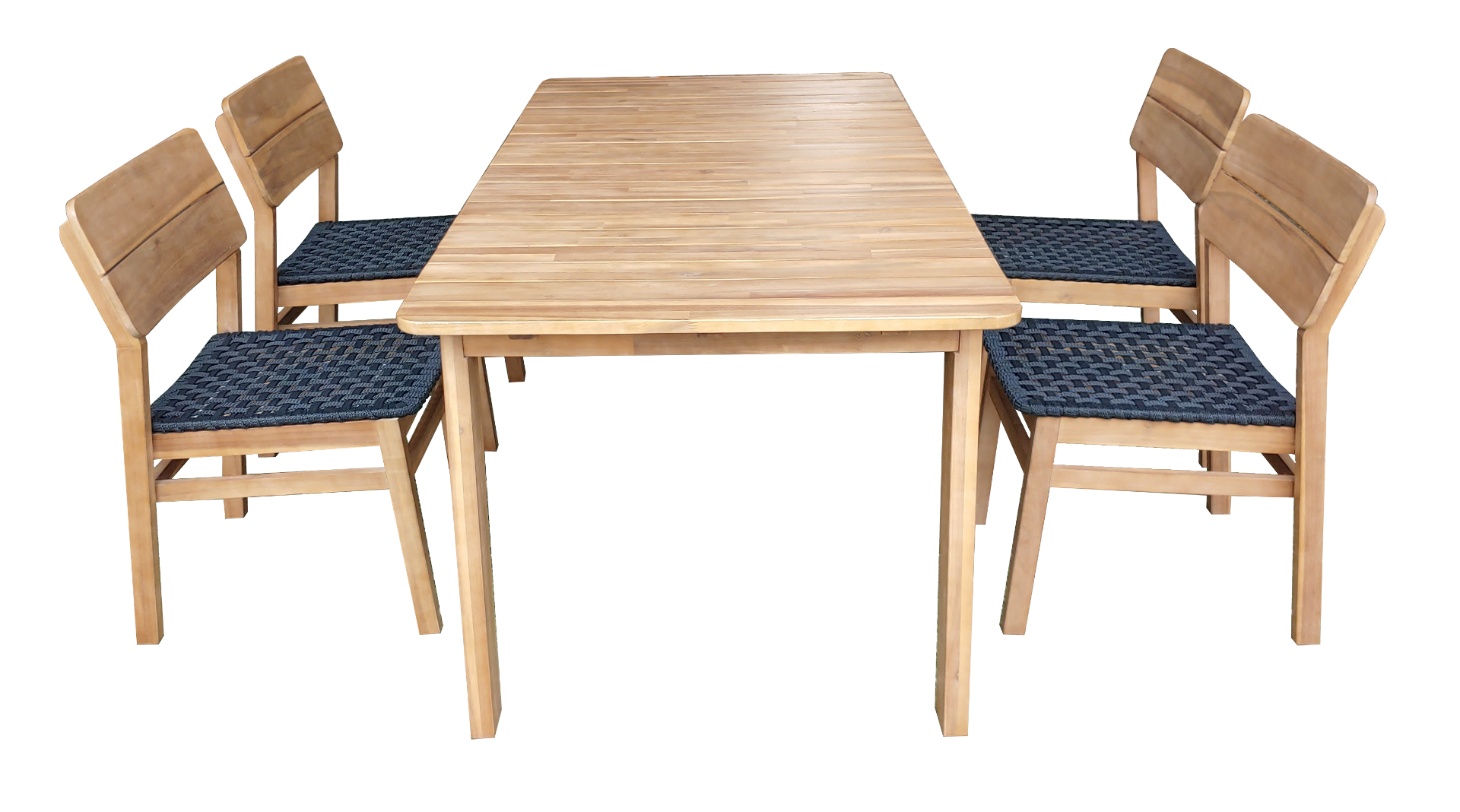 JALA GARDEN DINING SET 5-DELIG ACACIA LIGHT TEAK LOOK / ROPE FLAT 20MM ANTRACIET