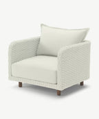 NAYAN LOUNGE CHAIR STAAL OYSTER ROPE OFF-WHITE ACACIA VINTAGE DARK TEAK LOOK ROYAL SAND KUSSENS