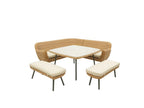JONAH CORNER DINING SET 5PCS LINKS/RECHTS/2X BANK/TAFEL 130X130