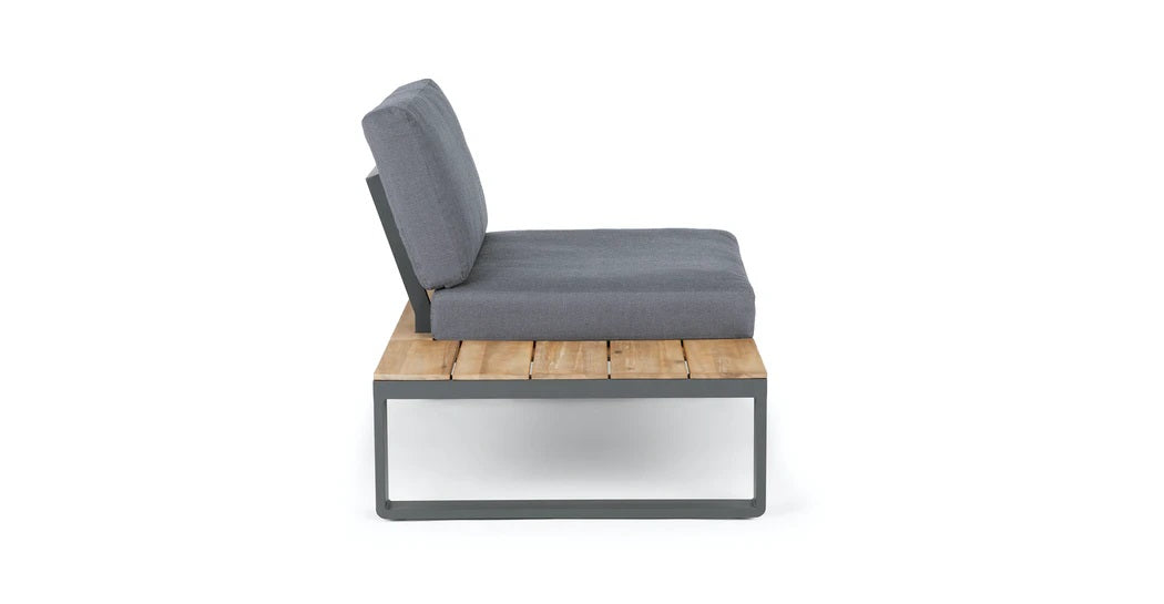 ALBUFEIRA MODULAIRE LOUNGE CORNER SET ALU ANTRACIET ACACIA LIGHT TEAK LOOK TEXTILENE ZWART ROYAL ANTHRACITE KUSSENS