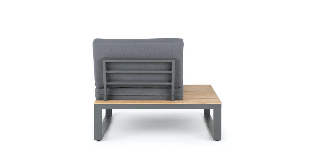 ALBUFEIRA MODULAIRE LOUNGE CORNER SET ALU ANTRACIET ACACIA LIGHT TEAK LOOK TEXTILENE ZWART ROYAL ANTHRACITE KUSSENS