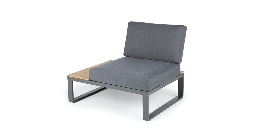 ALBUFEIRA MODULAIRE LOUNGE CORNER SET ALU ANTRACIET ACACIA LIGHT TEAK LOOK TEXTILENE ZWART ROYAL ANTHRACITE KUSSENS