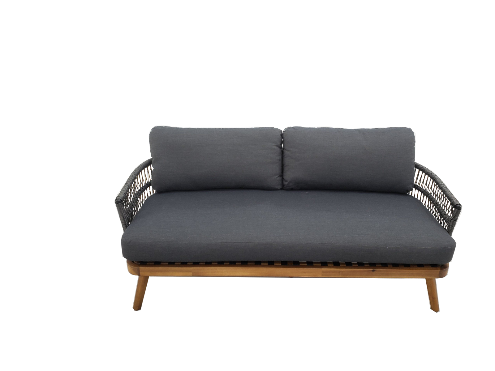 MAUI LOUNGESET 1263 ALU ZWART / WICKER BANANA LEAF 5MM ZWART / ACACIA TEAK LOOK