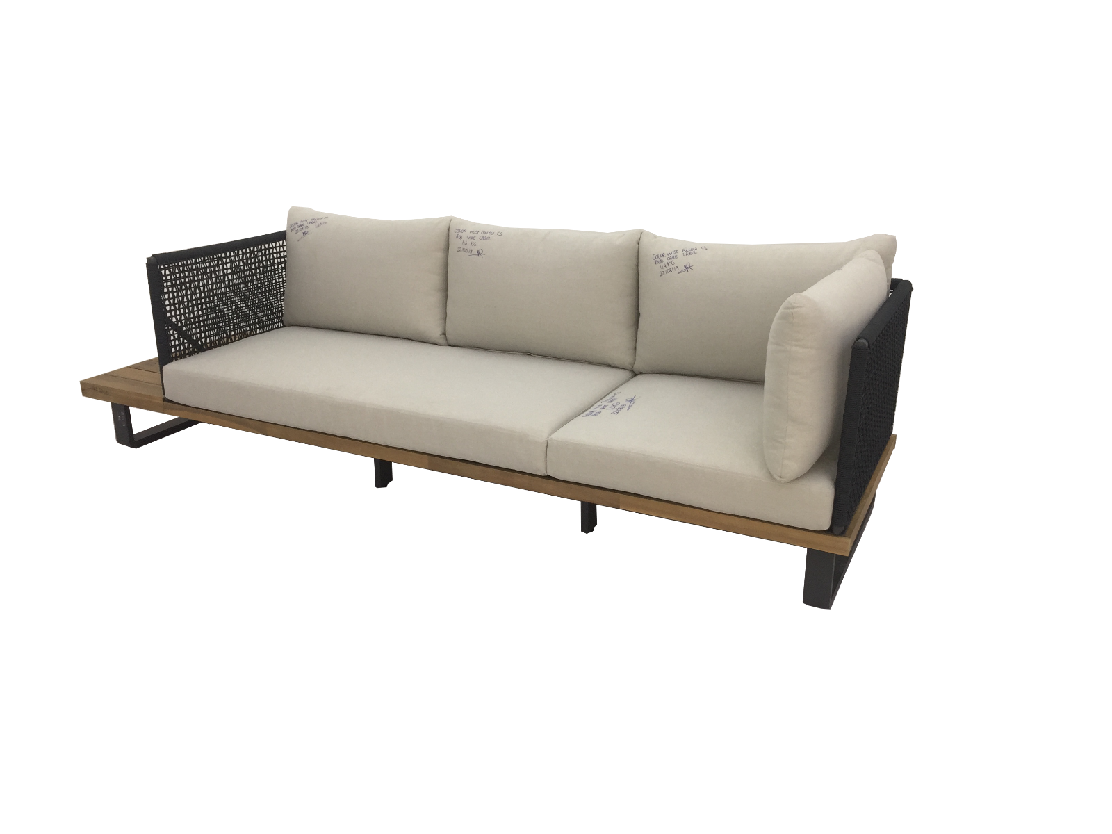 TENERIFE LOUNGE CORNER SET 2PCS ALU ANTRACIET ROPE ANTRACIET ACACIA TEAK LOOK ROYAL SAND KUSSENS