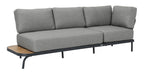 PORTO LOUNGE CORNER SET PROMO STAAL POWDER COATED ANTRACIET RAL 7016 ACACIA LIGHT TEAK LOOK FONTELINA KUSSENS