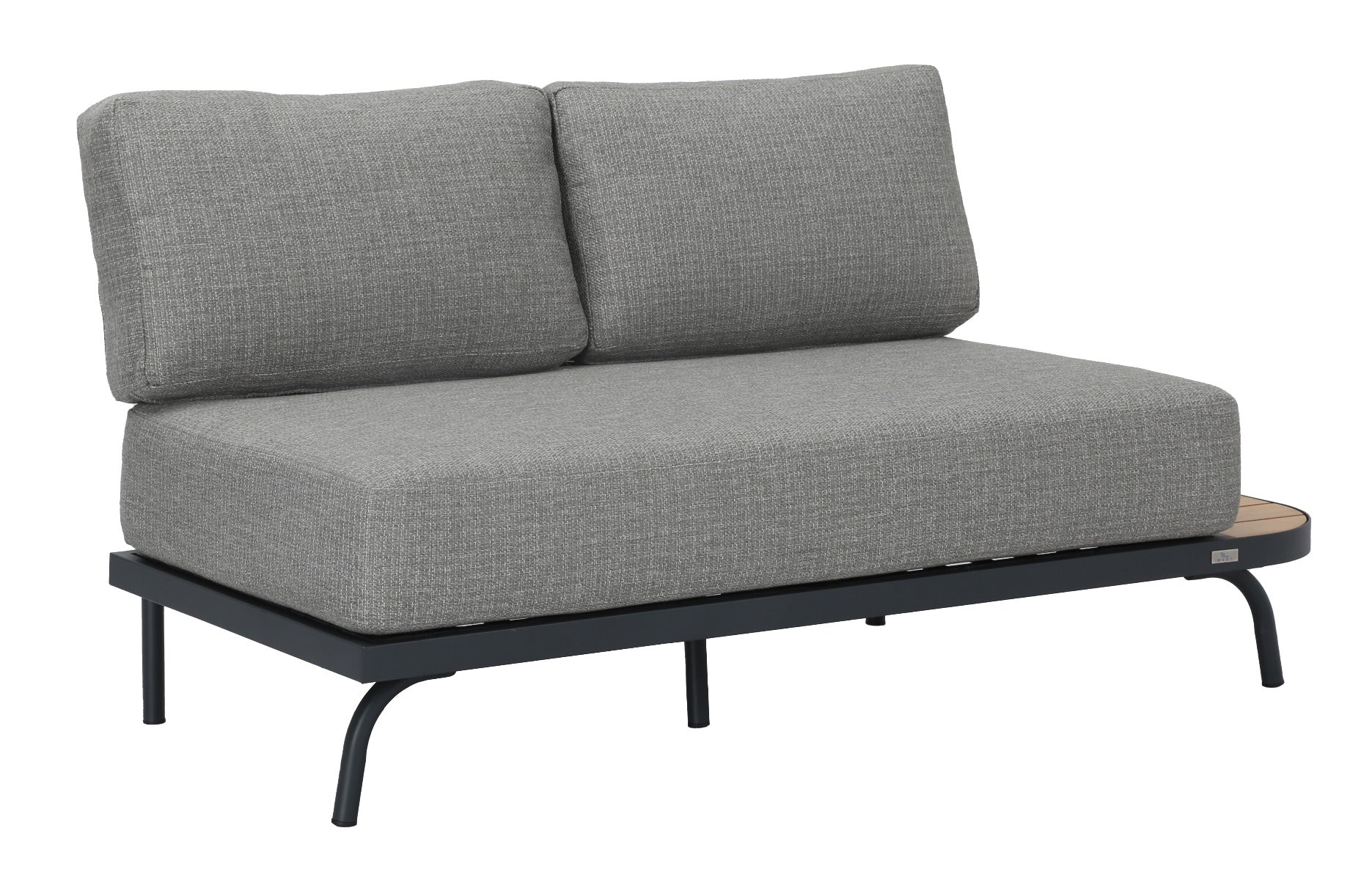 PORTO LOUNGE CORNER SET PROMO STAAL POWDER COATED ANTRACIET RAL 7016 ACACIA LIGHT TEAK LOOK FONTELINA KUSSENS