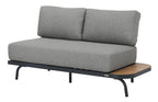PORTO LOUNGE CORNER SET PROMO STAAL POWDER COATED ANTRACIET RAL 7016 ACACIA LIGHT TEAK LOOK FONTELINA KUSSENS