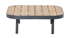 PORTO LOUNGE CORNER SET PROMO STAAL POWDER COATED ANTRACIET RAL 7016 ACACIA LIGHT TEAK LOOK FONTELINA KUSSENS