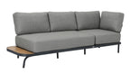 PORTO LOUNGE CORNER SET PROMO STAAL POWDER COATED ANTRACIET RAL 7016 ACACIA LIGHT TEAK LOOK FONTELINA KUSSENS