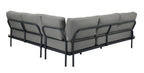 PORTO LOUNGE CORNER SET PROMO STAAL POWDER COATED ANTRACIET RAL 7016 ACACIA LIGHT TEAK LOOK FONTELINA KUSSENS