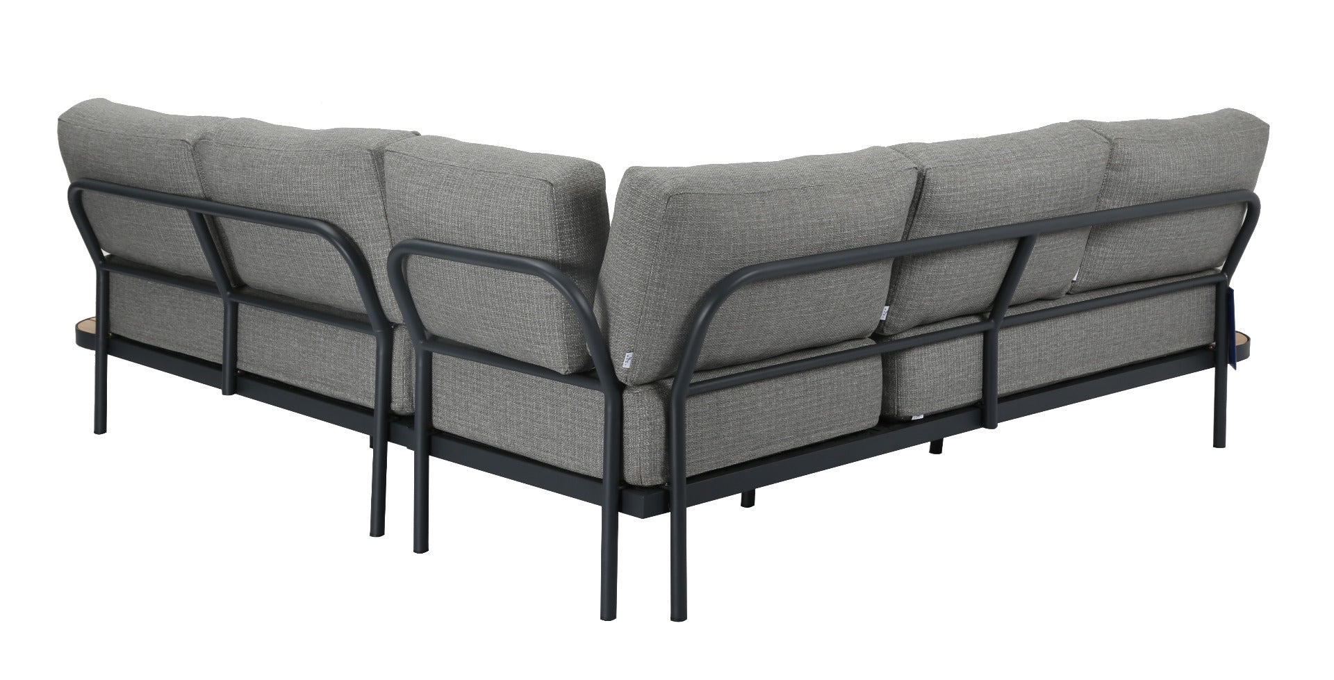 PORTO LOUNGE CORNER SET PROMO STAAL POWDER COATED ANTRACIET RAL 7016 ACACIA LIGHT TEAK LOOK FONTELINA KUSSENS