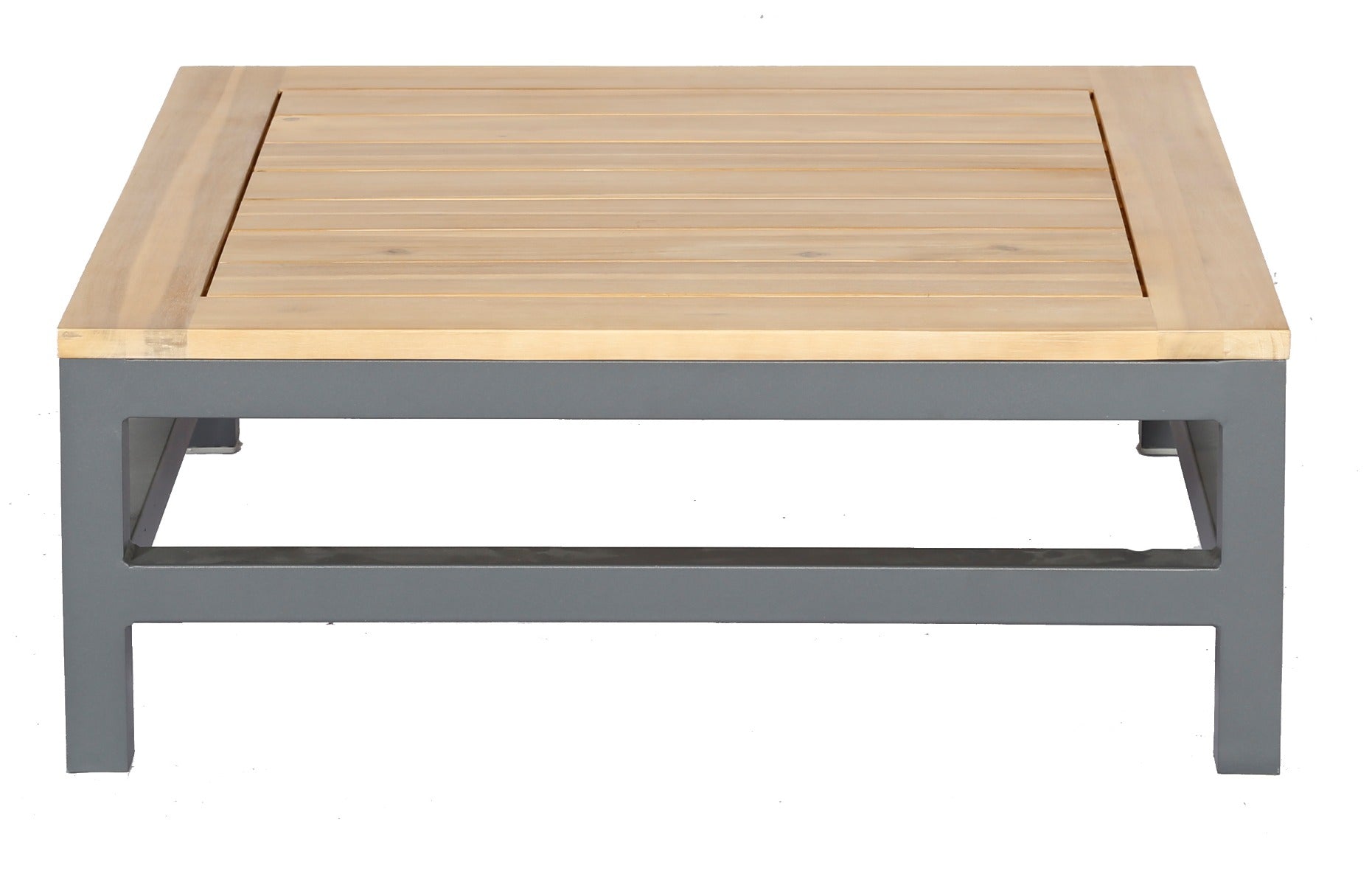 BETIS LOUNGE SET 6PCS 2X BANK + 4X TAFEL ALU ANTRACIET ACACIA LIGHT TEAK LOOK ROYAL ANTHRACITE KUSSENS