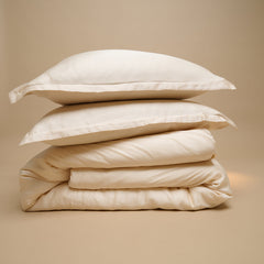 COCO & CICI TENCEL SATEEN DEKBEDOVERTREK WIT ZAND + 1 KUSSENSLOOP 60X70 CM