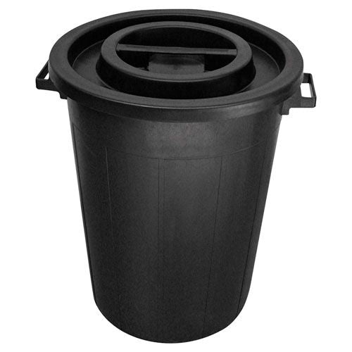RONDE TON 50 LITER MET DEKSEL ZWART