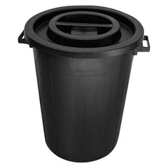 RONDE TON 100 LITER ZONDER DEKSEL ZWART