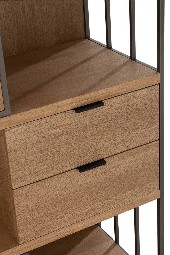 J-LINE KAST MET VERSCHILLENDE COMPARTIMENTEN HOUT/METAAL NATURAL
