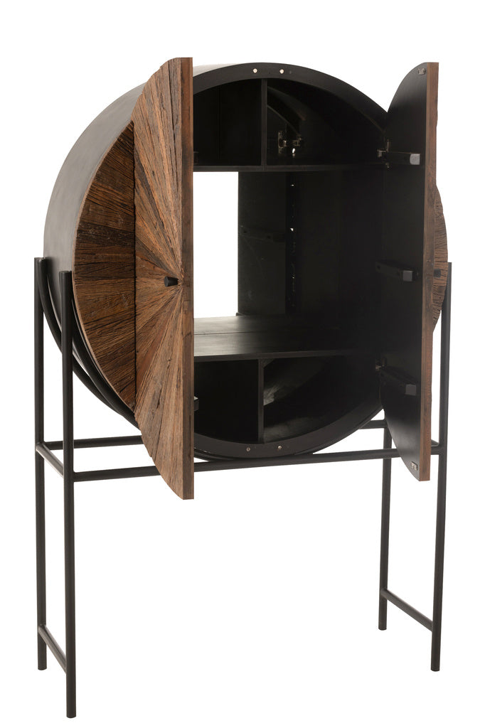 J-LINE BARKAST SHANIL GERECYCLEERD HOUT/MDF BRUIN/ZWART