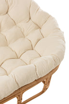 Stoel Roni met kussen, rotan naturel/wit