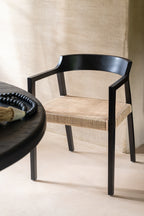 J-LINE STOEL EMMA TEAK ZWART/BRUIN