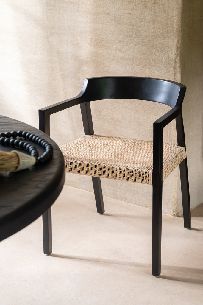 J-LINE STOEL EMMA TEAK ZWART/BRUIN