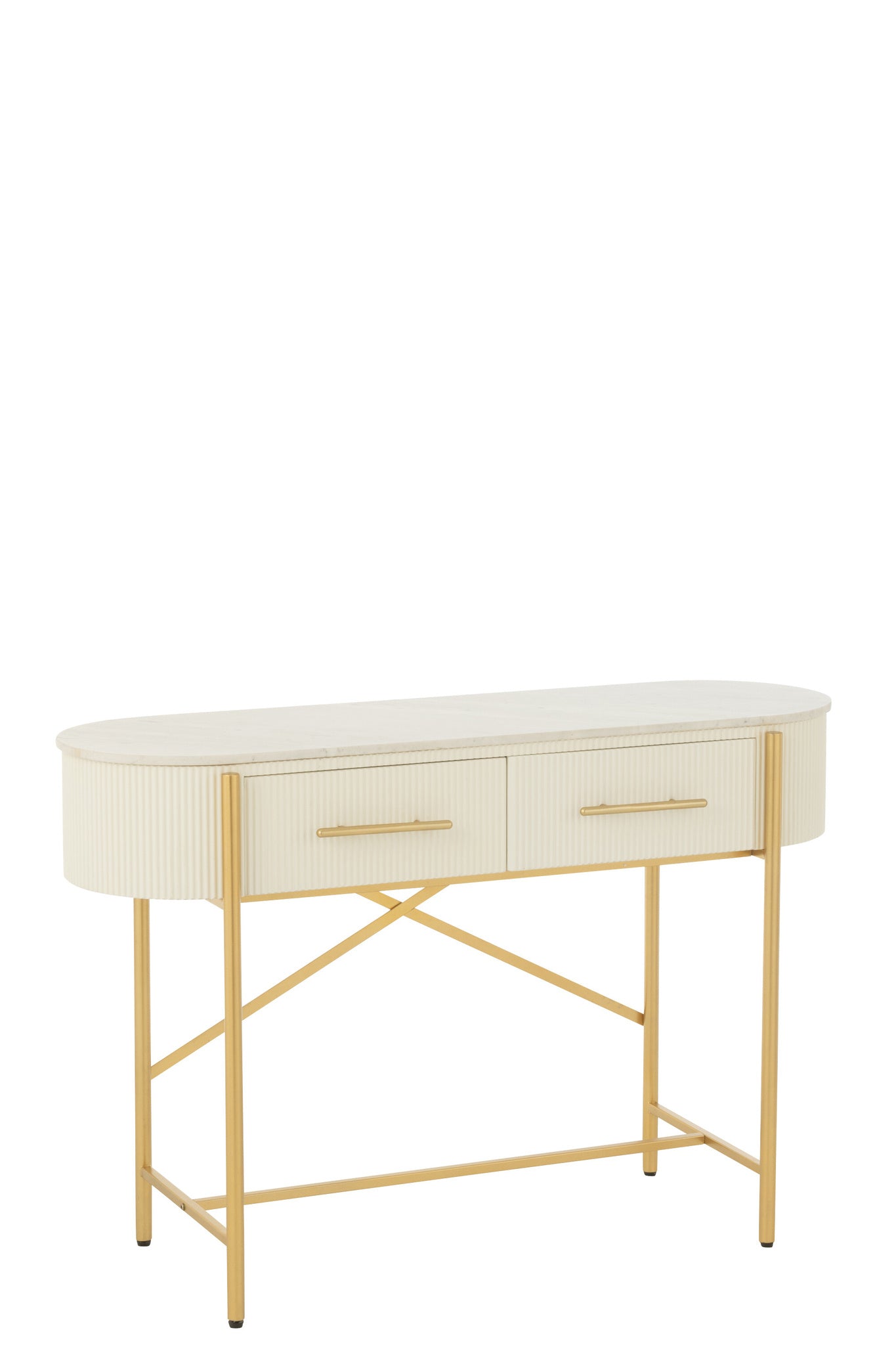 Console Mdf/Marmer/Metaal Wit/Goudkleurig