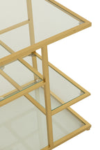 J-LINE BIJZETTAFEL IJZER/GLAS GOUDKLEURIG