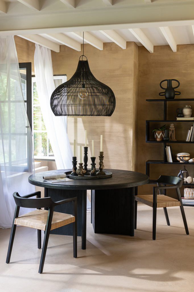 J-LINE STOEL EMMA TEAK ZWART/BRUIN