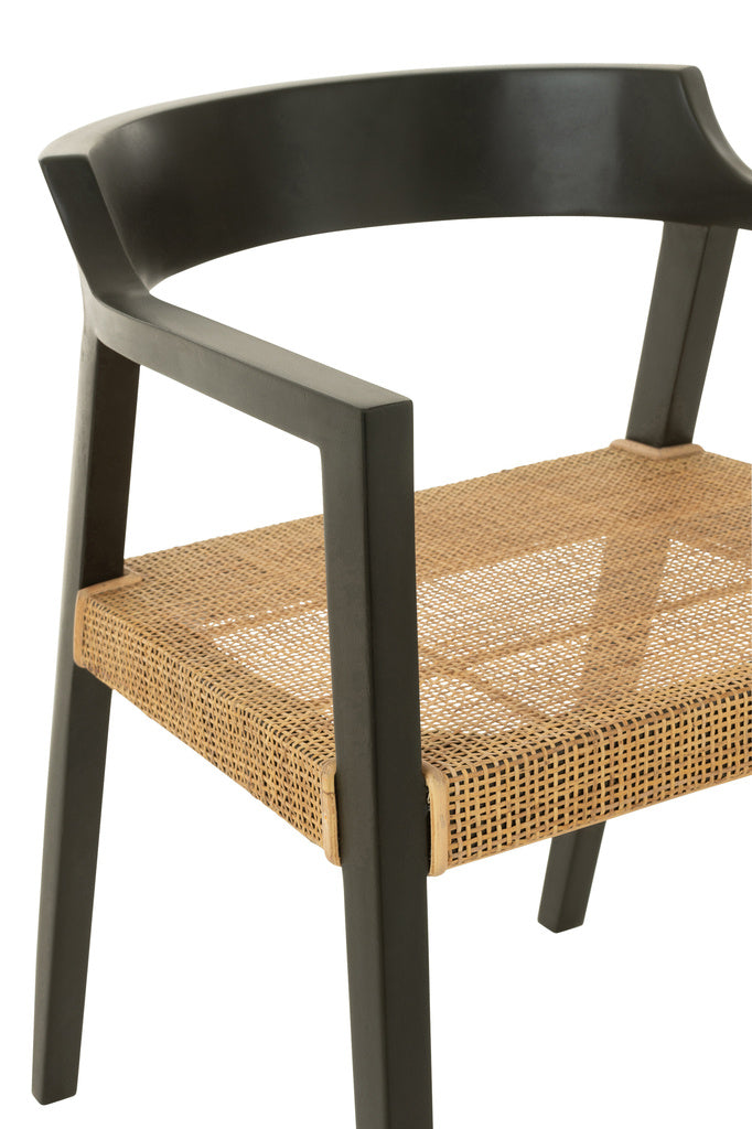 J-LINE STOEL EMMA TEAK ZWART/BRUIN