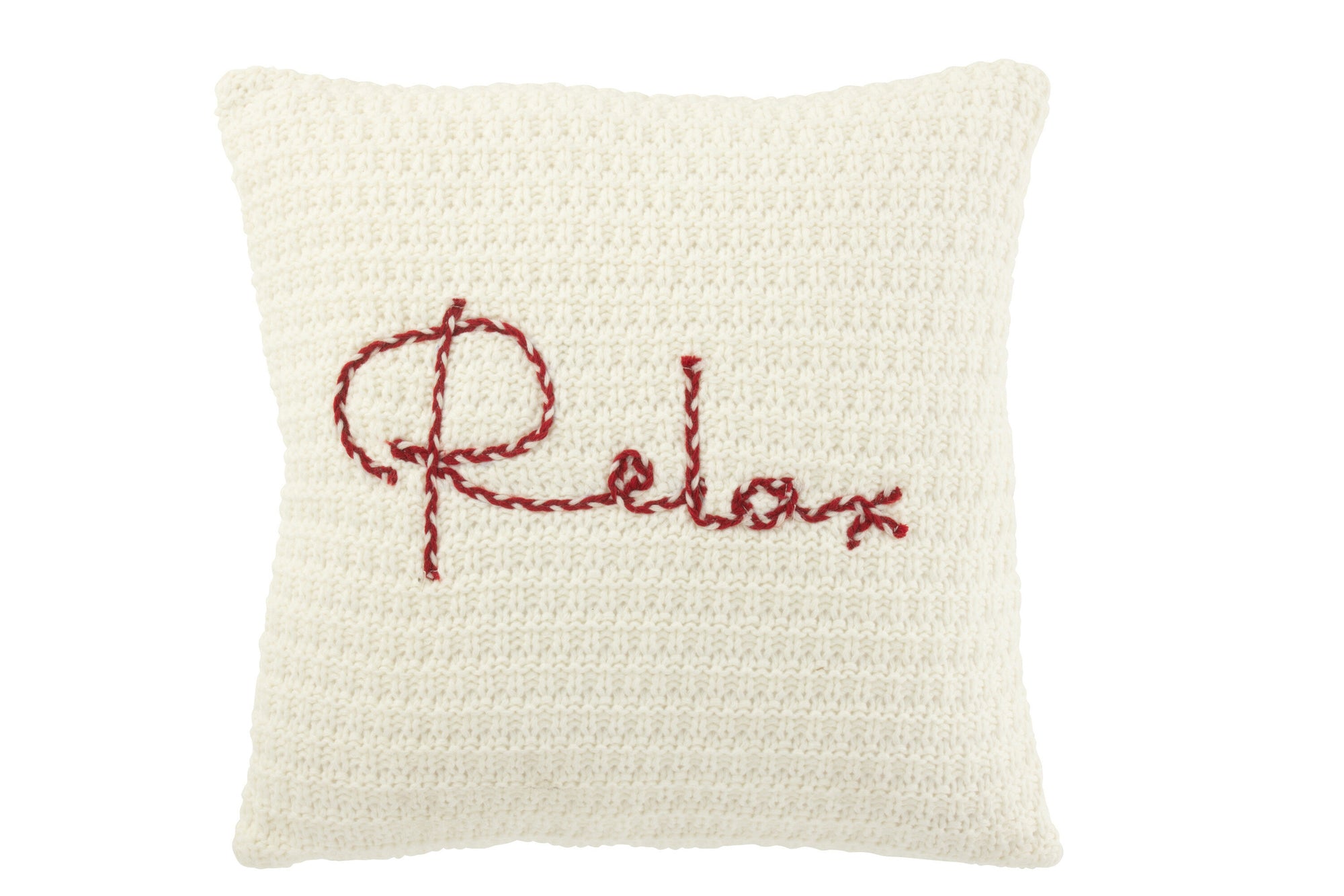 J-LINE KUSSEN GEBREID RELAX POLYESTER/ACRYL WIT/ROOD