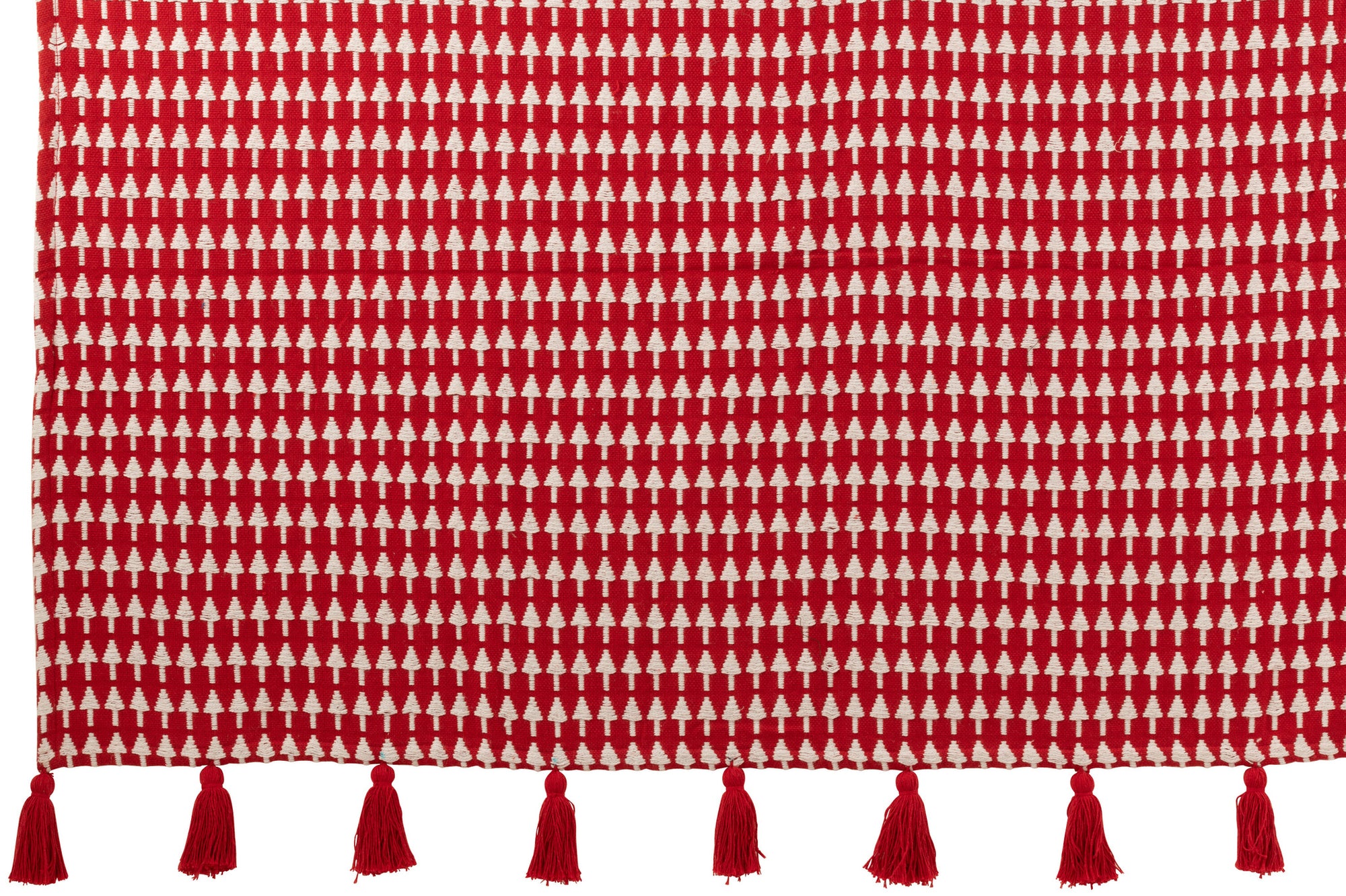 J-LINE DEKEN KERSTBOMEN KATOEN KERST ROOD/WIT