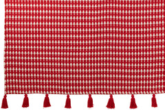 J-LINE DEKEN KERSTBOMEN KATOEN KERST ROOD/WIT
